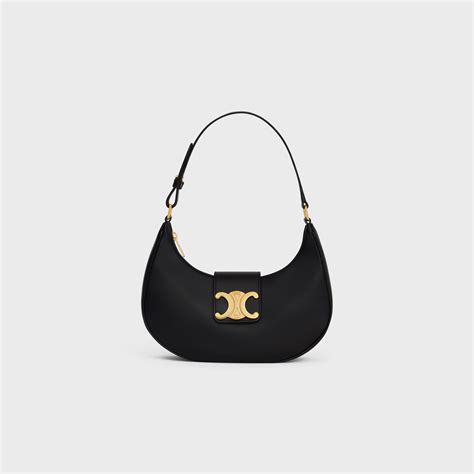 celine shiny calfskin medium triomphe black|celine sentimental triomphe bag.